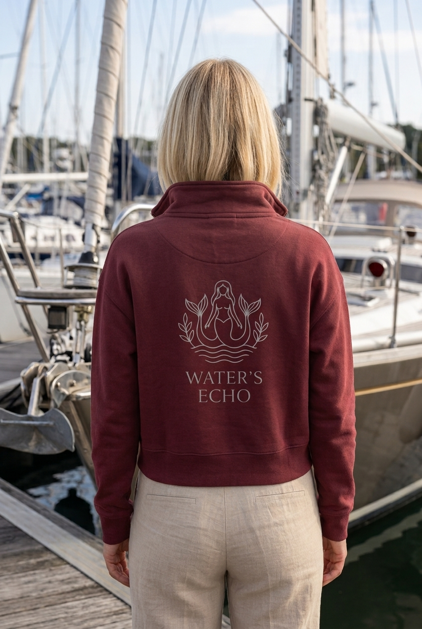 Maritimes Unisex Bio Half-Zip Sweatshirt „Water's Echo“ | Heavy Organic