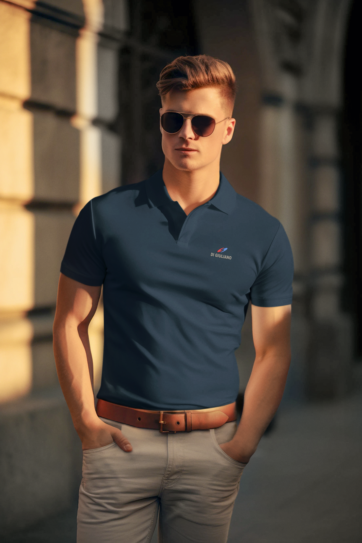 Herren Poloshirt in Dunkel Marine in (Deep Navy-774) mit Di Giuliano Stickerei auf der Brust von www.digiuliano.com