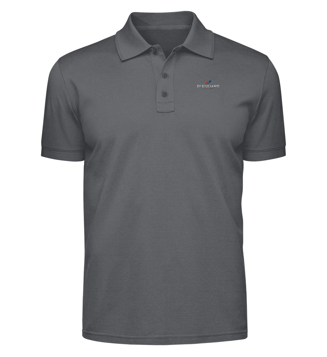 Herren Poloshirt in Dunkelblau in Schwarzgraun(Charcoal Solid-70) mit Di Giuliano Stickerei auf der Brust von www.digiuliano.com