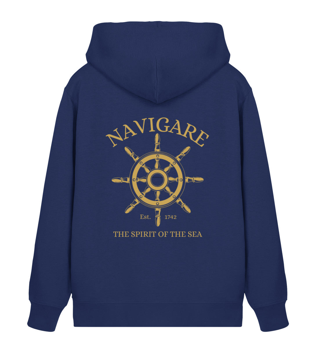 NAVIGARE Herren Zipper Hoodie – maritimes Premium-Piece mit goldenem Print auf navy-blauem Organic Sweatstoff in Marine (French Navy-6057) von www.digiuliano.com