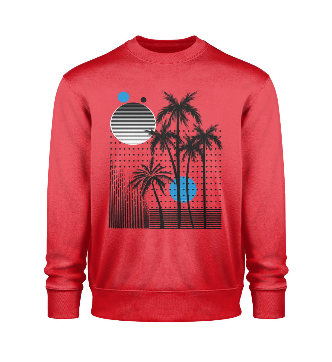 Nachhaltiges Bio-Sweatshirt für Damen mit Palmen- und Wellen-Design, 100 % Bio-Baumwolle in Red-6882 von www.digiuliano.com