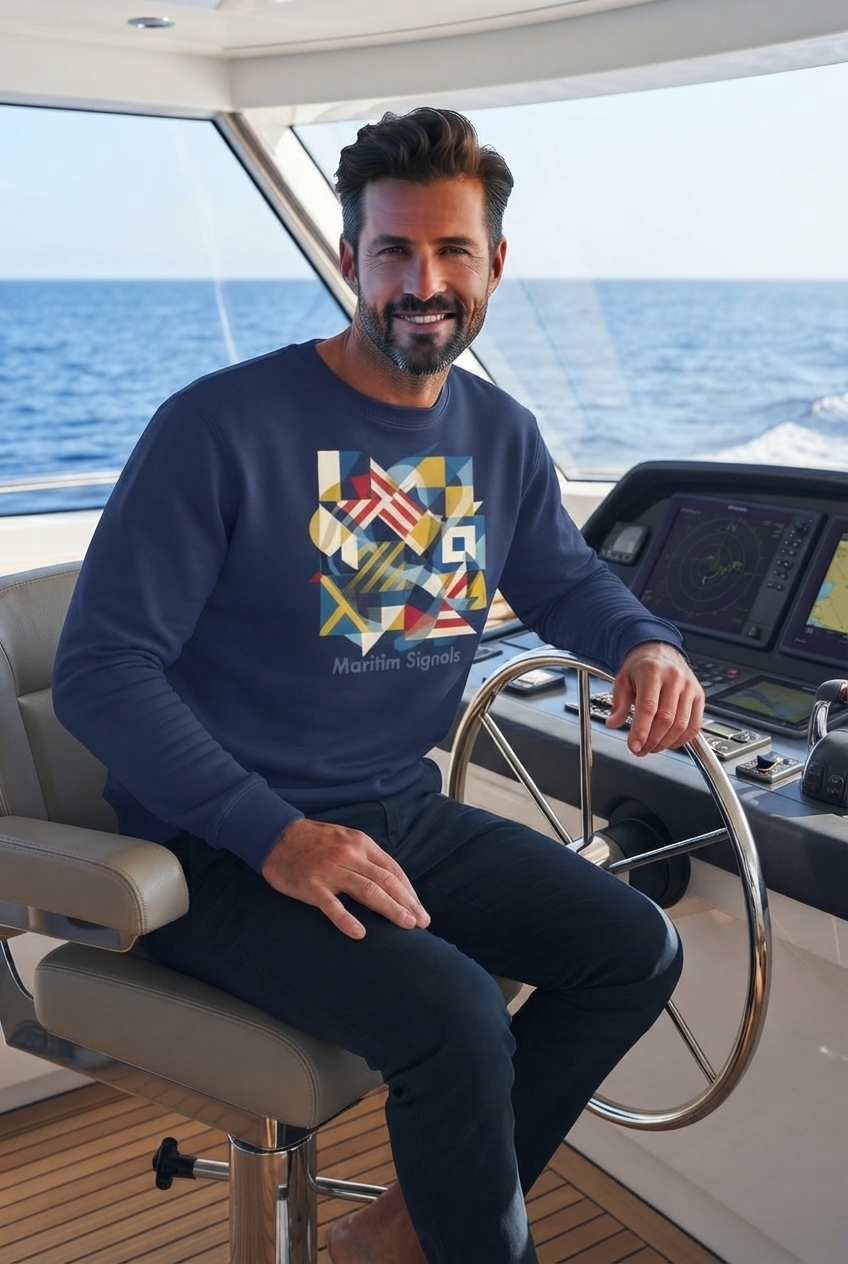 Unisex Organic Sweater „Maritim Signals“ – Maritimes Bio Sweatshirt | DiGiuliano