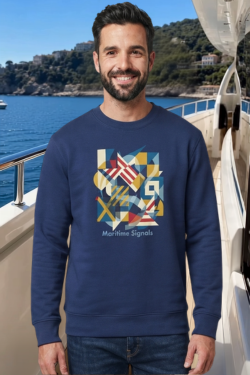 Unisex Organic Sweater „Maritim Signals“ – Maritimes Bio Sweatshirt | DiGiuliano
