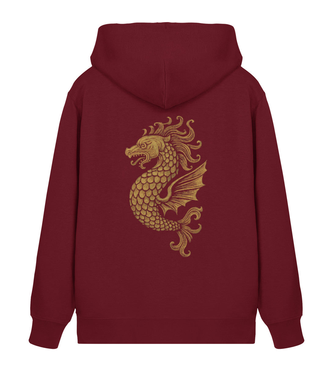 Unisex Zipper Hoodie im maritimen Stil – aus Bio-Baumwolle und recyceltem Polyester, nachhaltig produziert in Dunkelrot (Burgundy-6883) mit Aufdruck von www.digiuliano.com