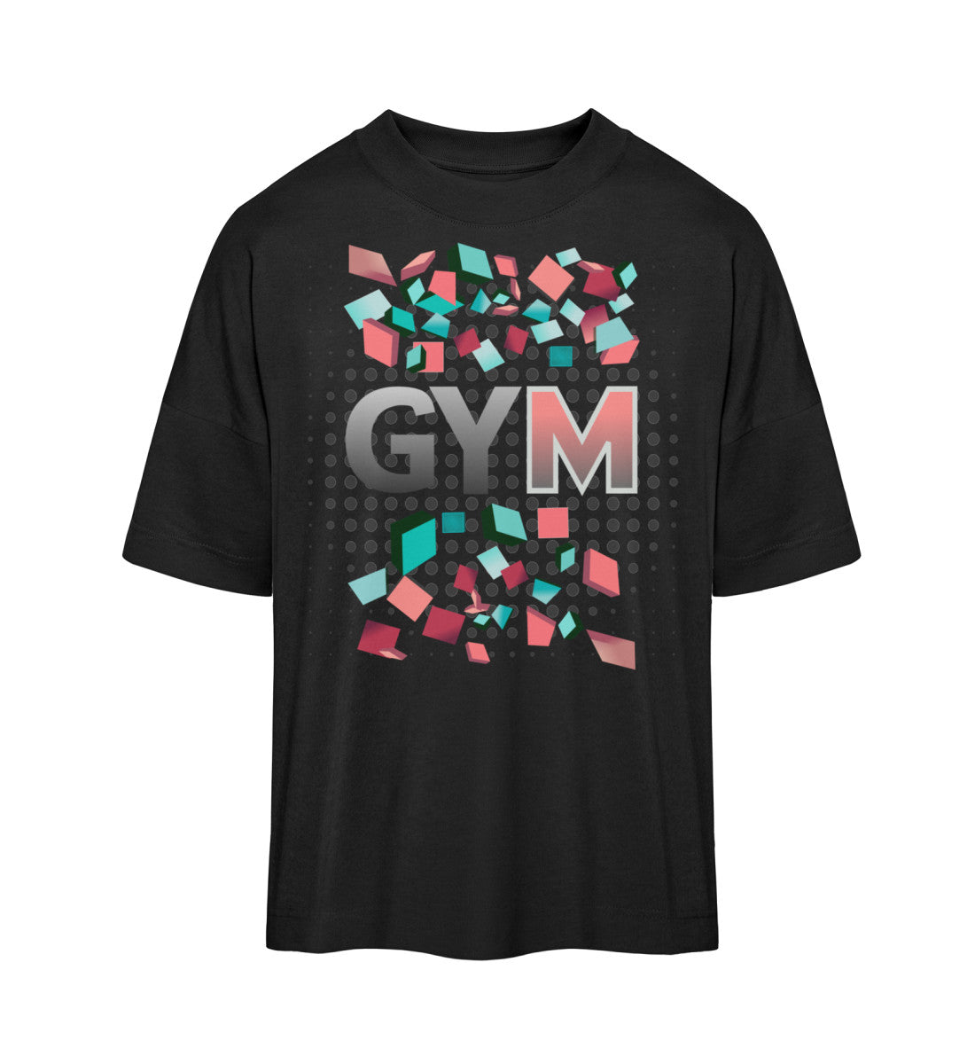 Damen Organic Oversized T-Shirt mit GYM-Print aus 100% Bio-Baumwolle, nachhaltig und stylisch in Schwarz (Black-16) mit GYM Aufdruck" von www.digiuliano.com