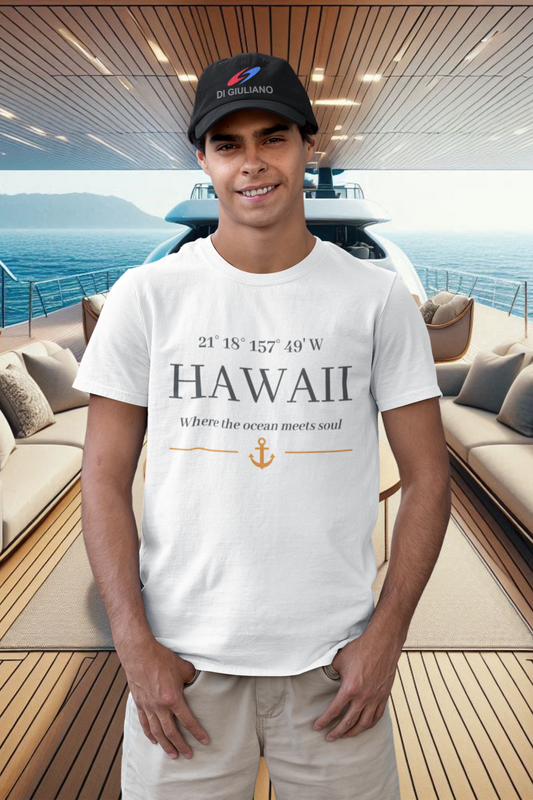 Oversized Shirt Navy mit HAWAII-Print & Koordinaten von www.digiuliano.com