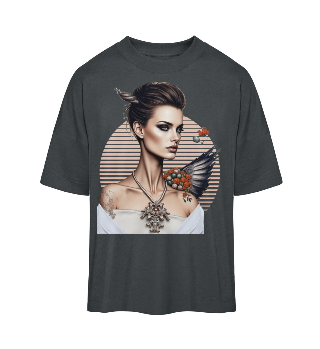 Oversized T-Shirt Dunkelgrau Damen in Dunkelgrau (India Ink Grey-7147) von www.digiuliano.com