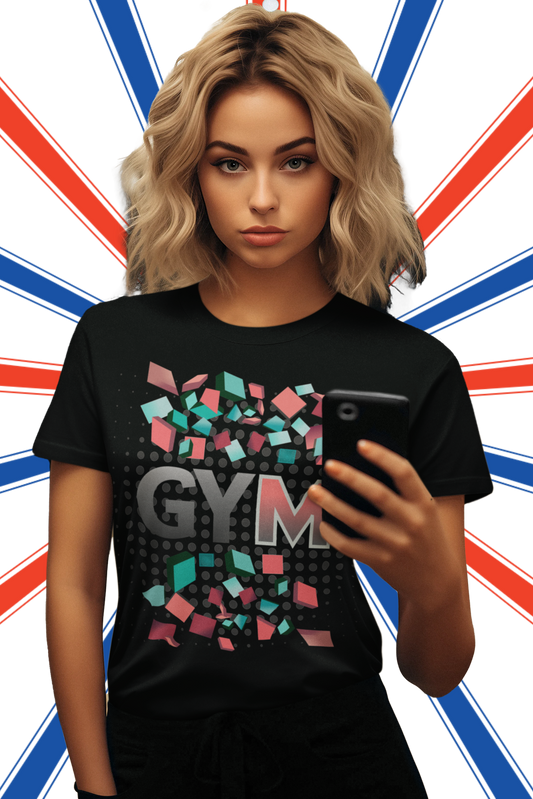 Damen Premium Bio T-Shirt aus 100% Bio-Baumwolle in Weiß, mit femininer Silhouette und weicher Qualität, nachhaltig produziert auf Bestellung.  in Black-16 mit GYM Aufdruck