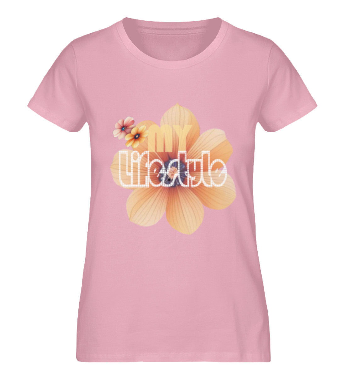 Premium Bio-Baumwolle T-Shirt Damen, nachhaltig, feminine Passform in Cotton Pink-6903  mit MY LIFESTYLE Aufdruck von www.digiuliano.com 