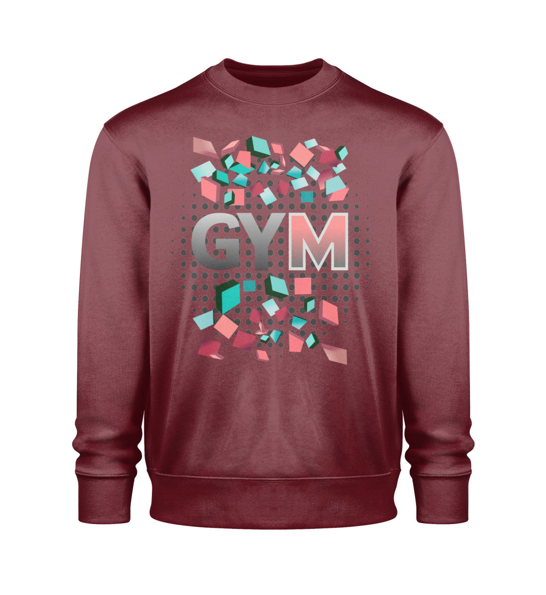 Sweatshirts Damen - Unisex Bio GYM Kollektion in Burgundy-6883 mit GYM Aufdruck von www.digiuliano.com