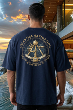 Organic Oversized T-Shirt Herren „CELESTICA NAVIGATION“ Ocean