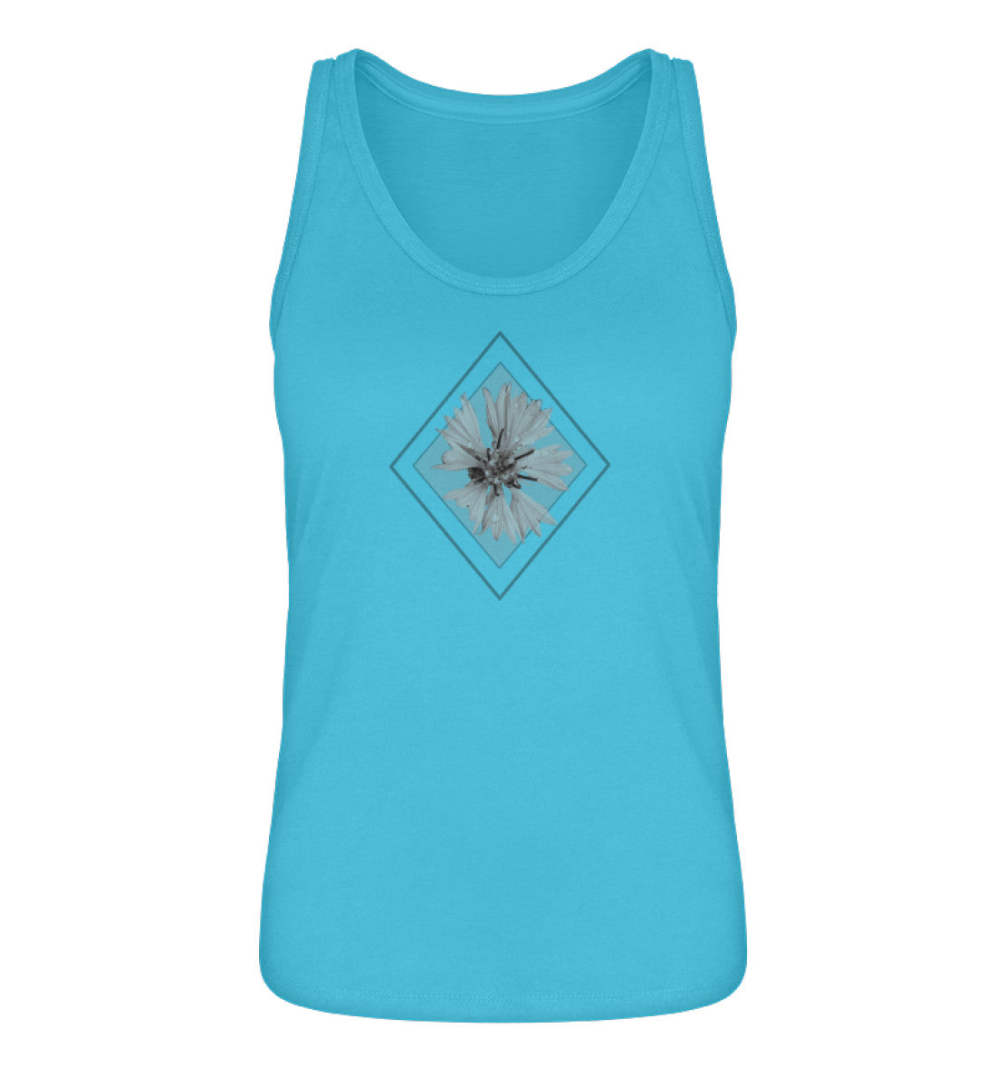 Tanktop Damen Premium Organic in Caribbean Blue-2462 mit Kornblume Aufdruck von www.digiuliano.com