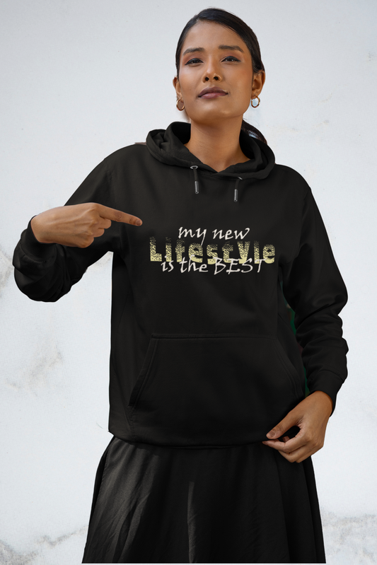 Unisex Bio Hoodie für Damen mit dem Aufdruck „My Lifestyle is the best in Black-16 von www.digiuliano.com
