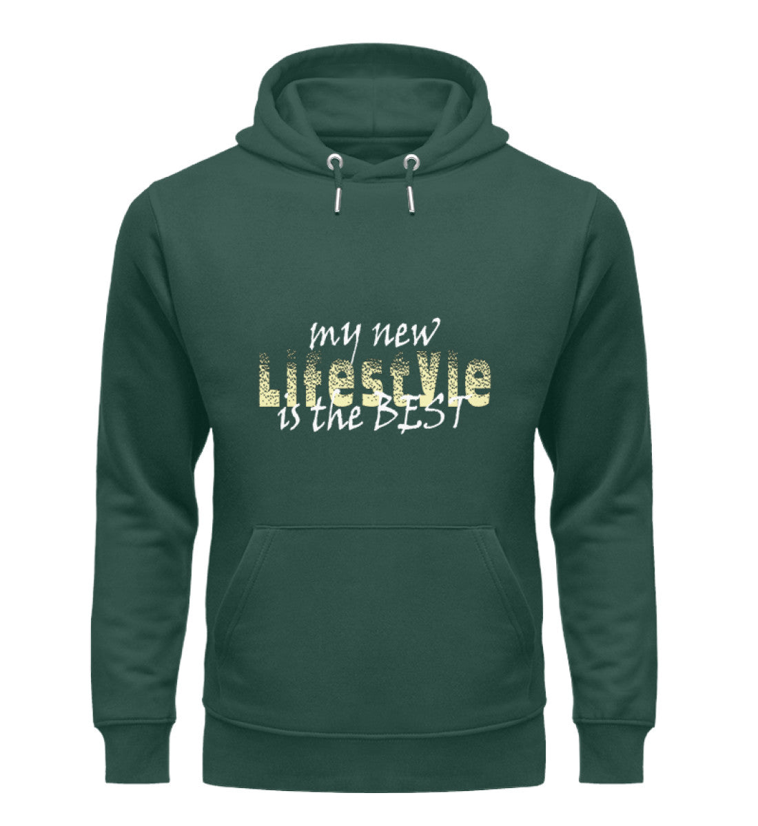 Unisex Bio Hoodie für Damen mit dem Aufdruck „My Lifestyle is the best", in Grüm (Glazed Green-7112) von www.digiuliano.com