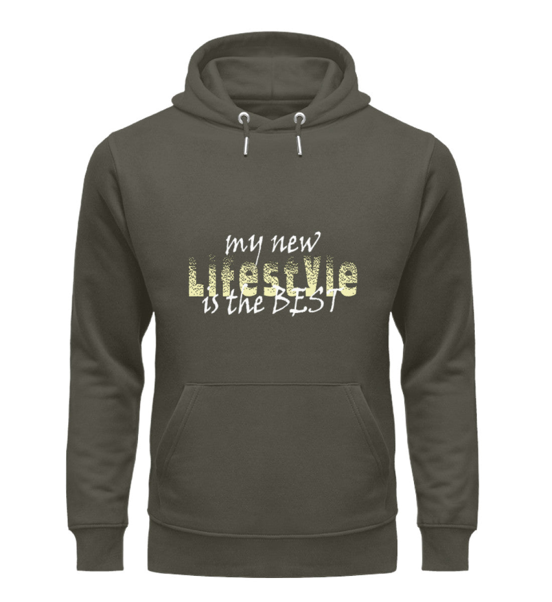 Unisex Bio Hoodie für Damen mit dem Aufdruck „My Lifestyle is the best", in Khaki-715 von www.digiuliano.com