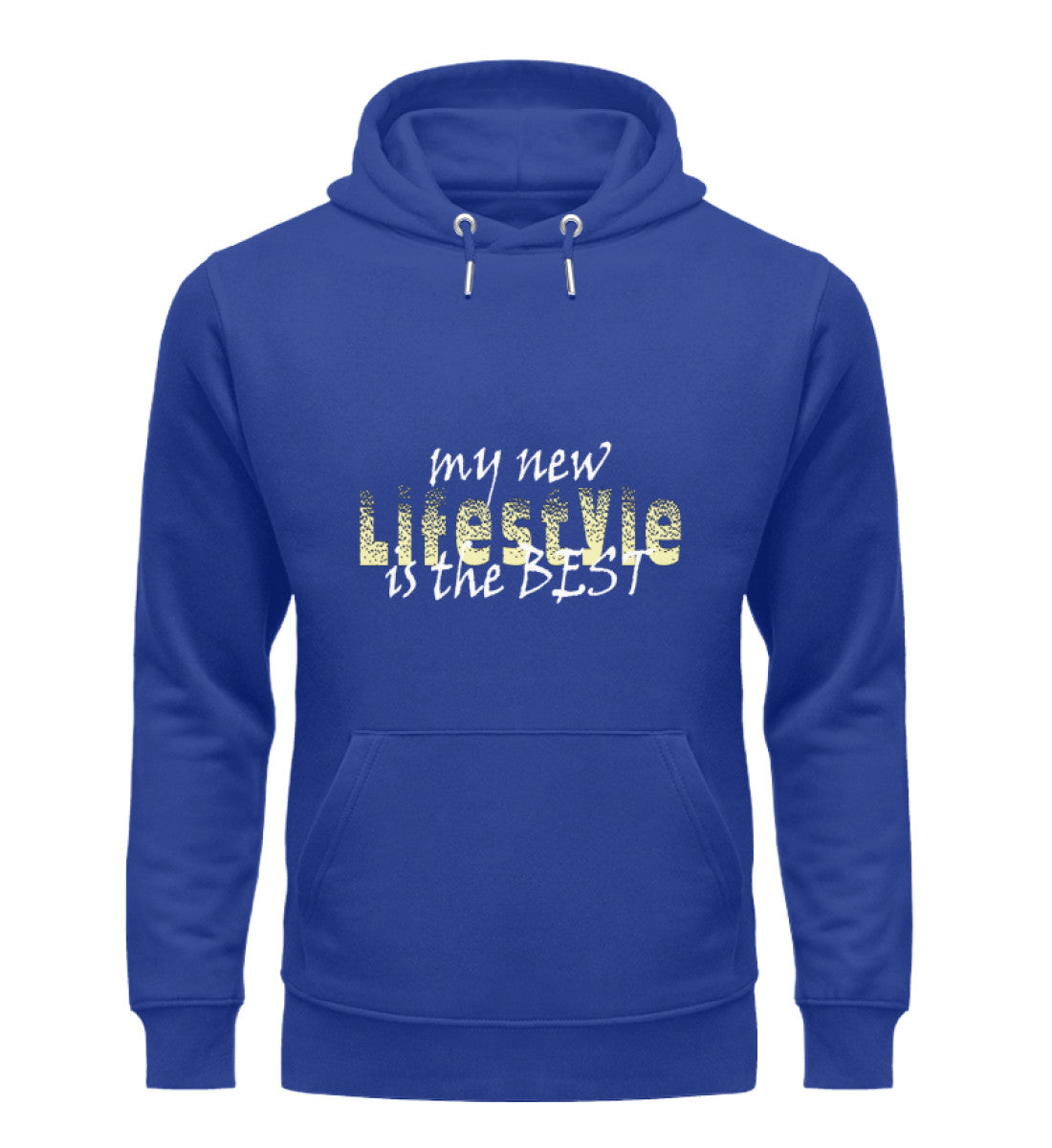 Unisex Bio Hoodie für Damen mit dem Aufdruck „My Lifestyle is the best",  in Royal Blau (Royal Blue-668) von www.digiuliano.com