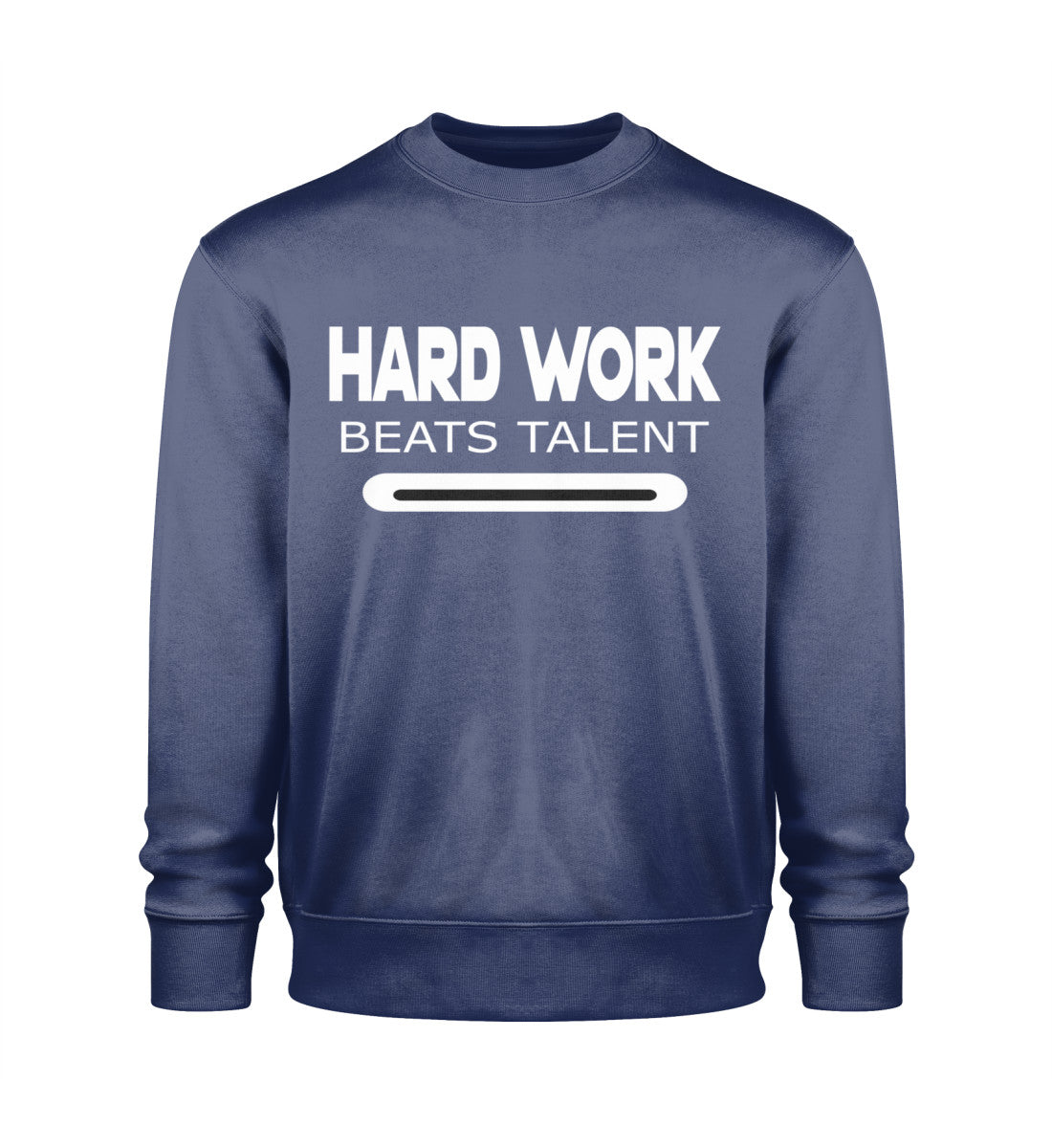 Unisex Organische Sweatshirts Herren in French Navy-6057 mit HARD WORK BEATS TALENT Aufdruck von www.digiuliano.com