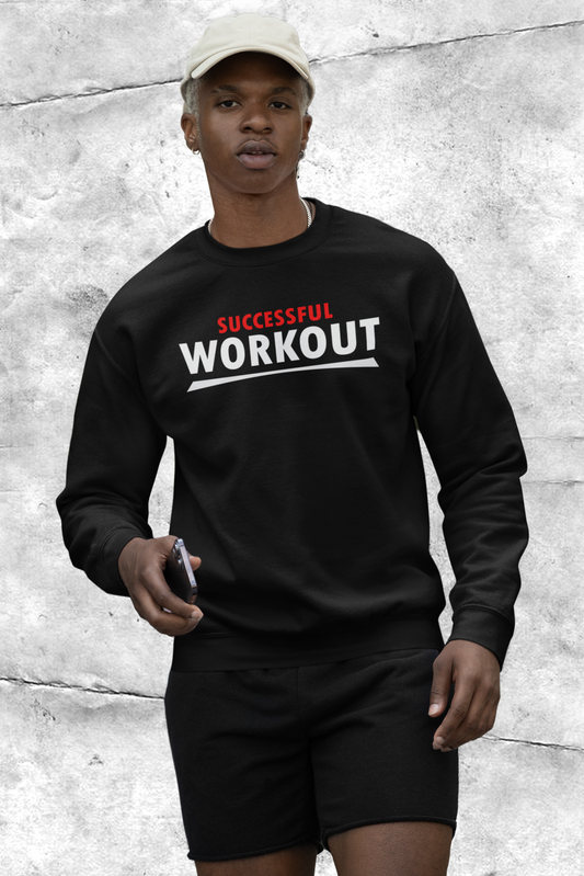 Unisex Organic Sweatshirt Herren in Black-16 mit SUCCESSFUL WORKOUT Aufdruck von www.digiuliano.com