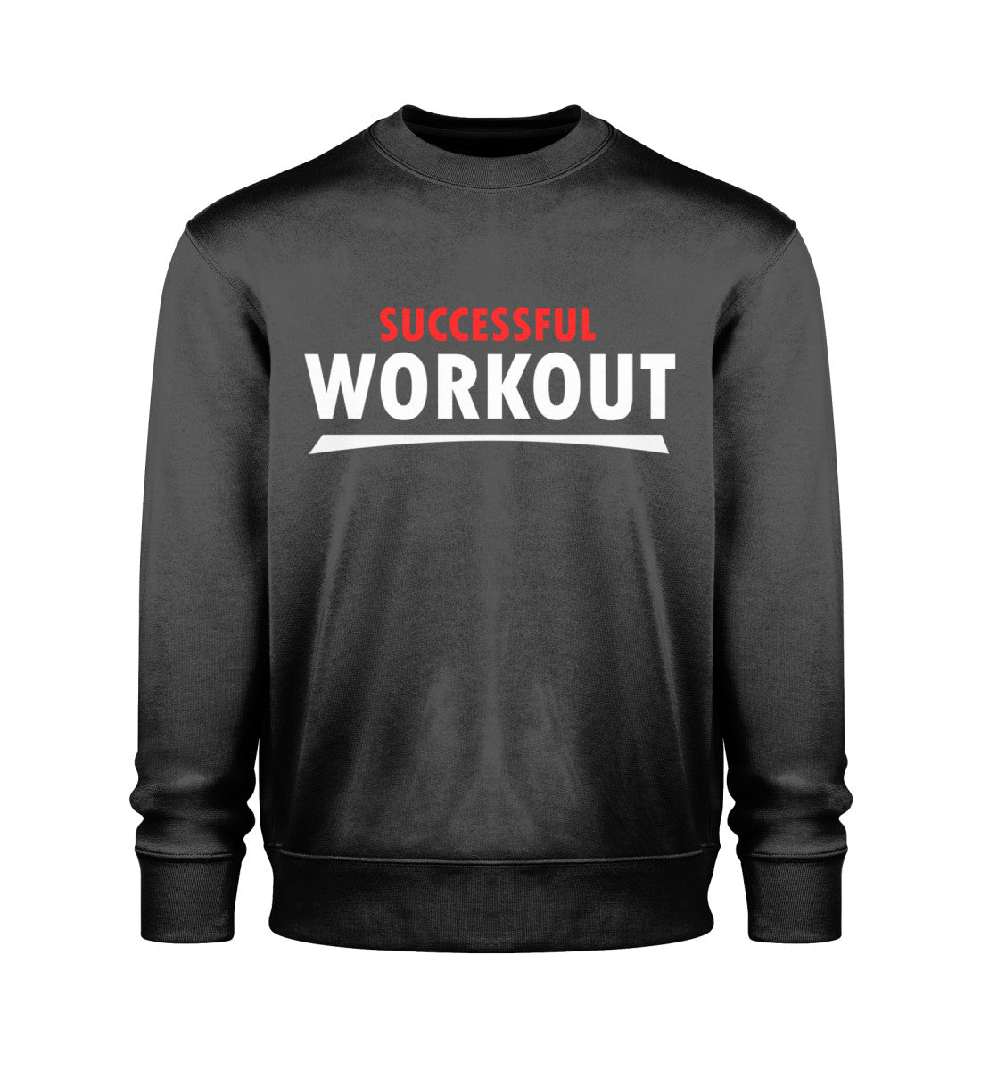 Unisex_Organic_Sweatshirt_Herren_Nachhaltig_Bequem in Black-16 mit SUCCESSFUL WORKOUT Aufdruck von www.digiuliano.com