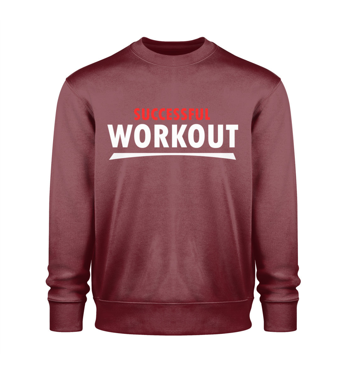 Unisex Organic Sweatshirt Herren Nachhaltig Bequem aus 100 % Bio-Baumwolle in Burgundy-6883 mit SUCCESSFUL-WORKOUT Aufdruck von www.digiuliano.com