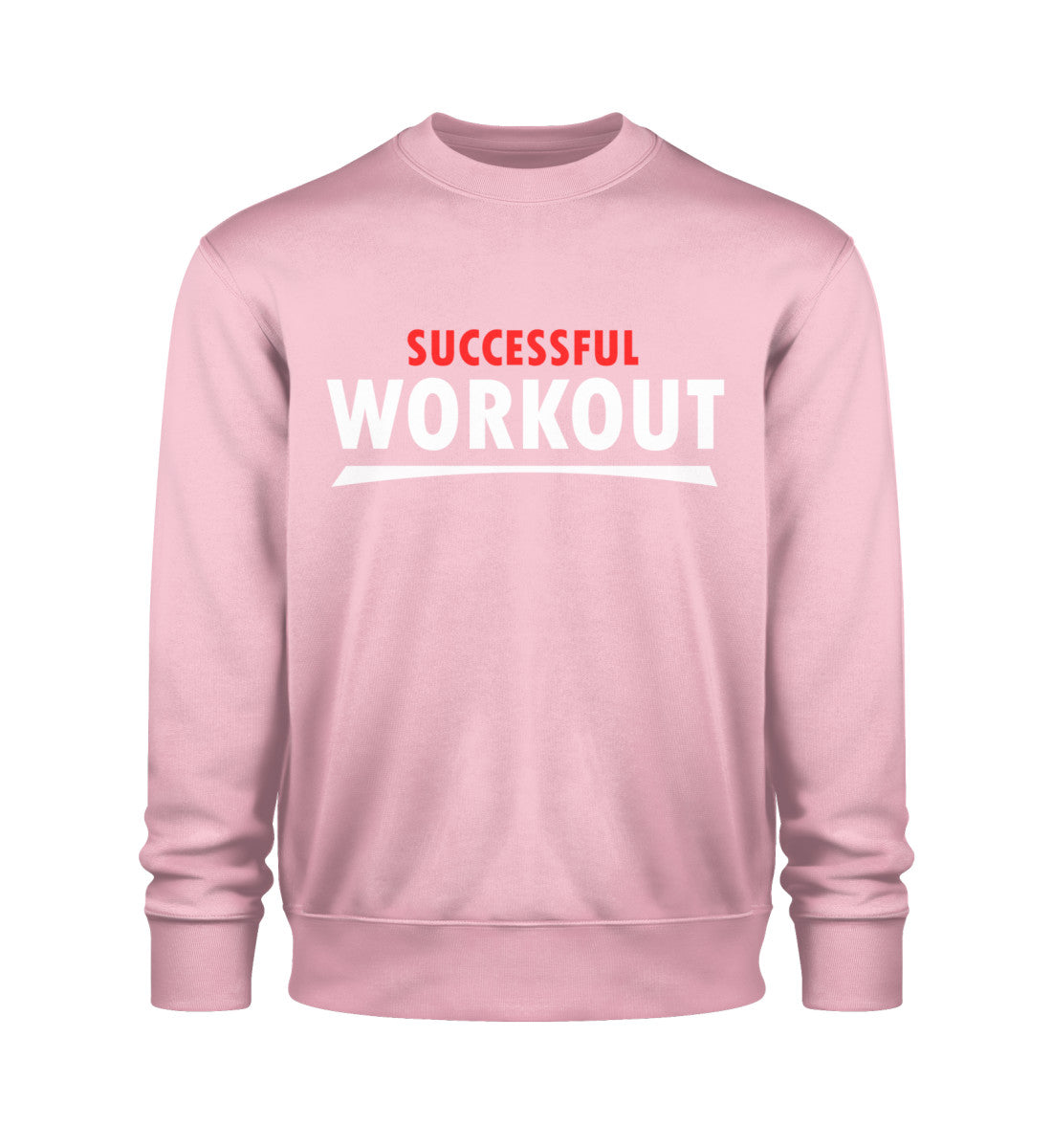 Unisex Organic Sweatshirt Herren Nachhaltig Bequem aus 100 % Bio-Baumwolle in Cotton Pink-6903 mit SUCCESSFUL-WORKOUT Aufdruck von www.digiuliano.com