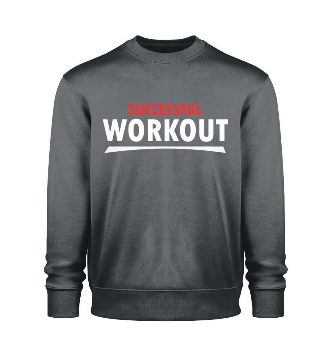 Unisex Organic Sweatshirt Herren Nachhaltig Bequem aus 100 % Bio-Baumwolle in India Ink Grey-7147 mit SUCCESSFUL-WORKOUT Aufdruck von www.digiuliano.com
