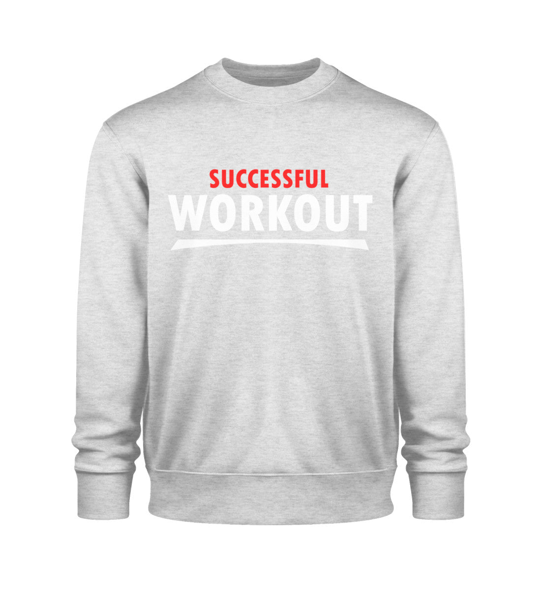 Unisex Organic Sweatshirt Herren Nachhaltig Bequem aus 100 % Bio-Baumwolle in Heather Grey-6892 mit SUCCESSFUL WORKOUT Aufdruck von www.digiuliano.com