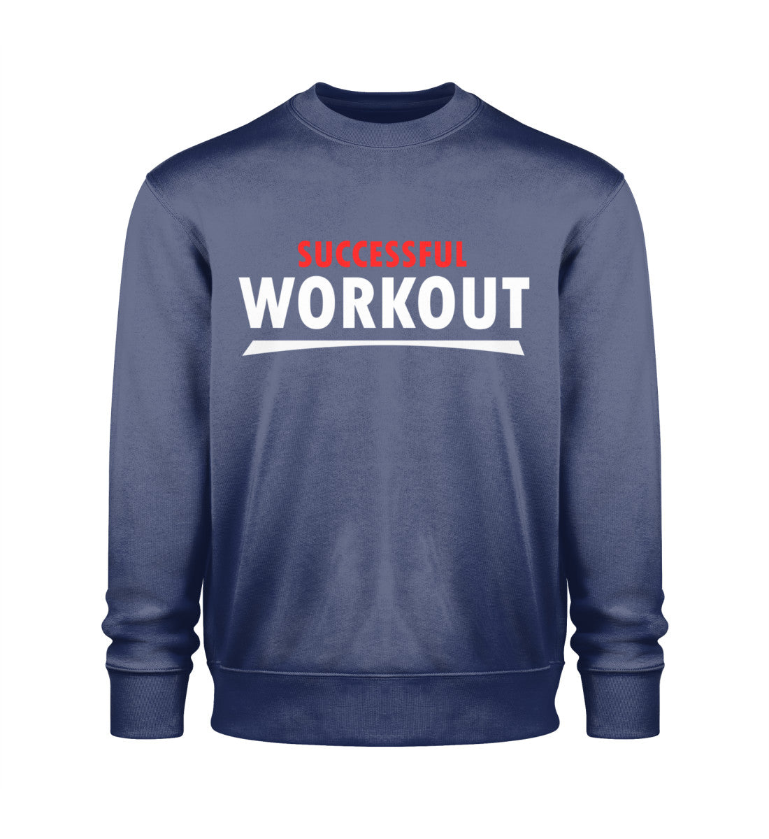 Unisex Organic Sweatshirt Herren Nachhaltig Bequem aus 100 % Bio-Baumwolle in French Navy-6057 mit SUCCESSFUL WORKOUT Aufdruck von www.digiuliano.com