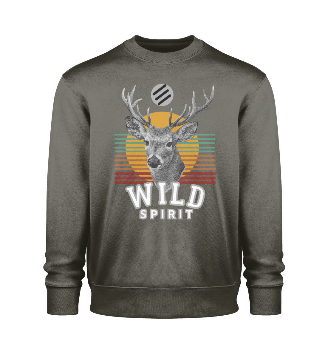 Unisex Organic Sweatshirts Herren in Farbe Khaki-7151 mit Aufdruck WILD SPIRIT von www.digiuliano.com