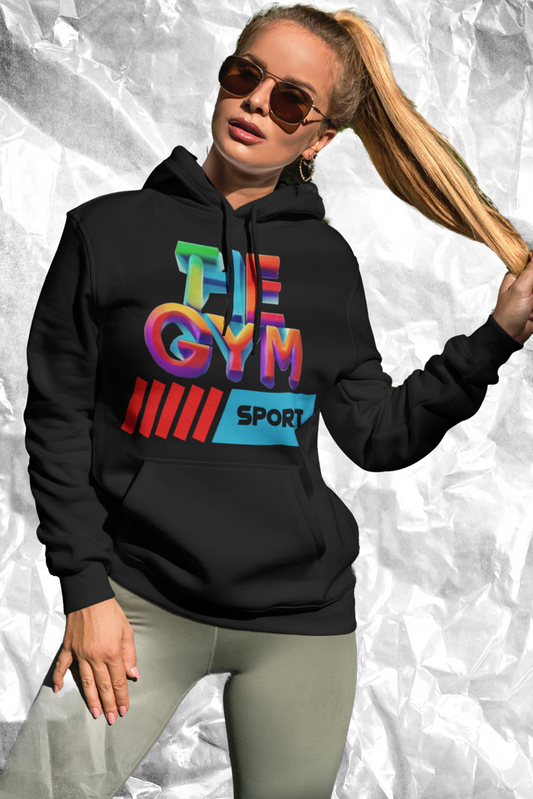 Unisex Premium Hoodies Damen – Luxus und Nachhaltigkeit vereint in Black-16 mit THE-GYM-SPORT Aufdruck von www.digiuliano.com