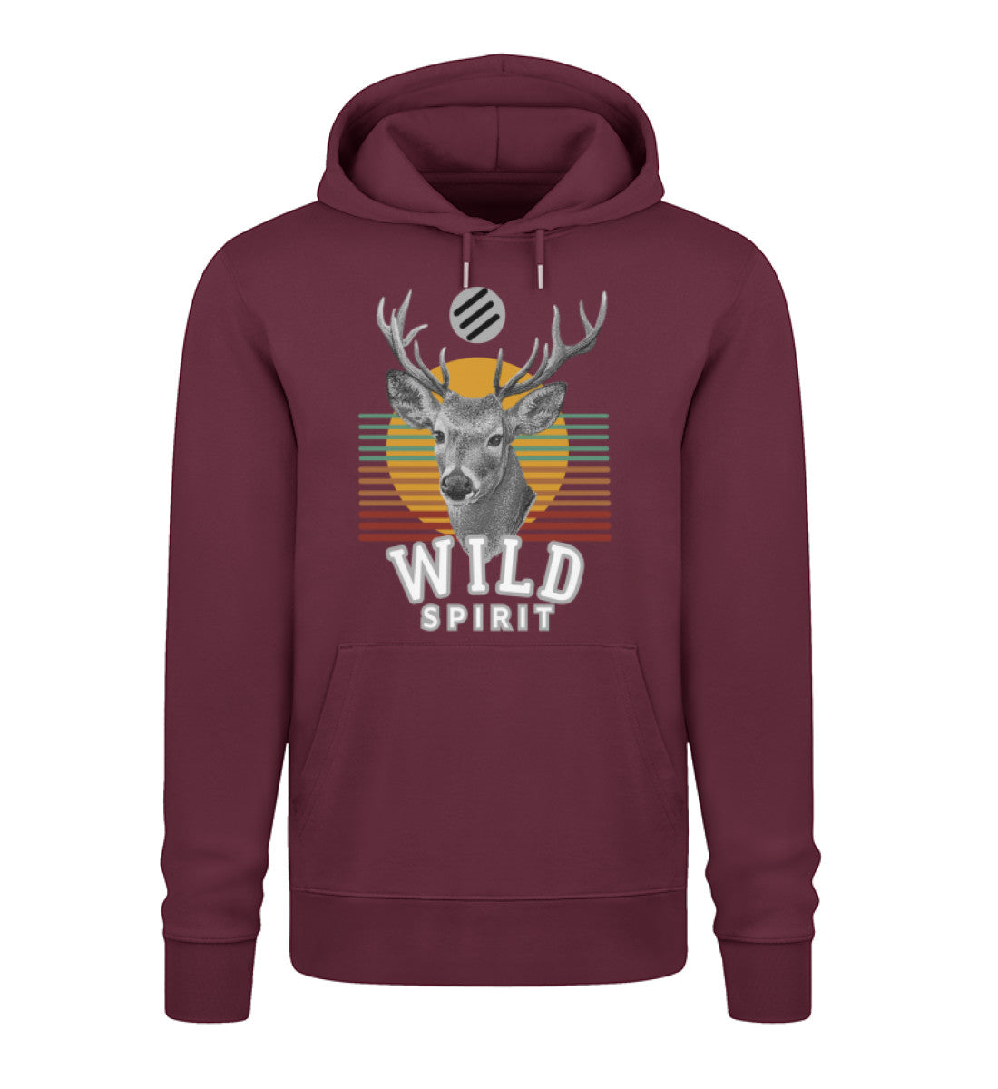 Unisex_Premium_Organic_Hoodies_Herren_100_Bio-Baumwolle_WILD-SPIRIT in Farbe Burgundy-839 mit Aufdruck WILD-SPIRIT von www.digiuliano.com