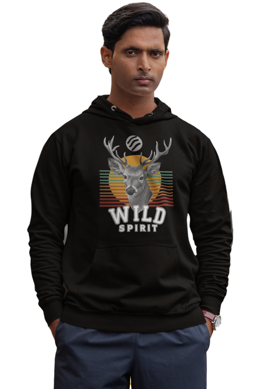 Unisex Premium Organic Hoodies Herren – 100% Bio-Baumwolle in Farbe black-16 mit Aufdruck WILD-SPIRIT von www.digiuliano.com