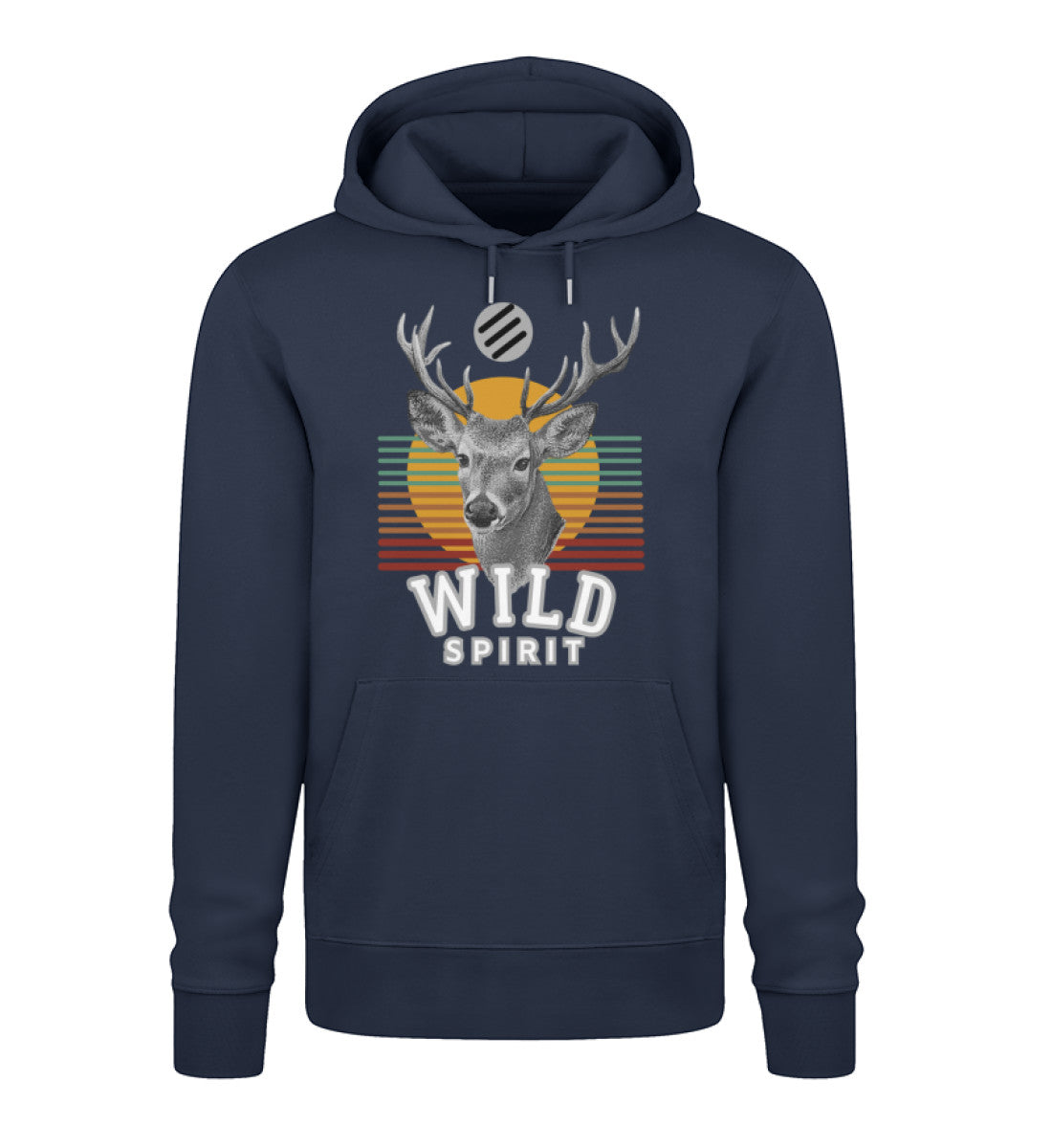 Unisex_Premium_Organic_Hoodies_Herren_100_Bio-Baumwolle_WILD-SPIRIT in Farbe French Navy-6887 mit Aufdruck WILD-SPIRIT von www.digiuliano.com