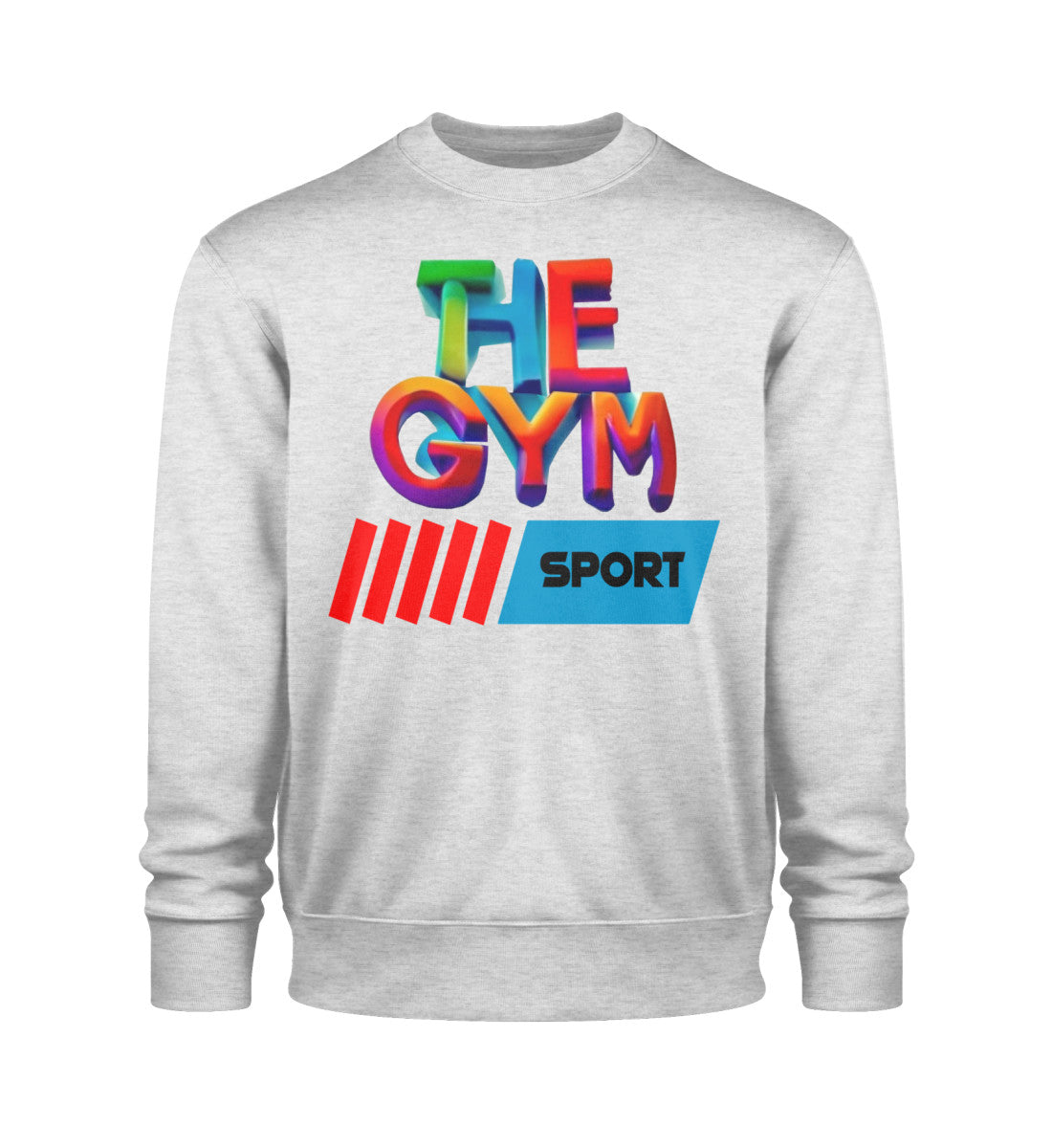 Nachhaltiges Unisex Premium Organic Sweatshirt aus 100% Bio-Baumwolle, Oversized-Schnitt, Rundhalsausschnitt und modernem Design für Damen in Hellgrau (Heather Grey-6892) mit THE-GYM-SPORT Aufdruck von www.digiuliano.com