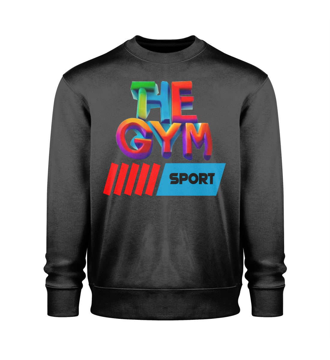 Nachhaltiges Unisex Premium Organic Sweatshirt aus 100% Bio-Baumwolle, Oversized-Schnitt, Rundhalsausschnitt und modernem Design für Damen in Schwarz (Black-16) mit THE-GYM-SPORT Aufdruck von www.digiuliano.com