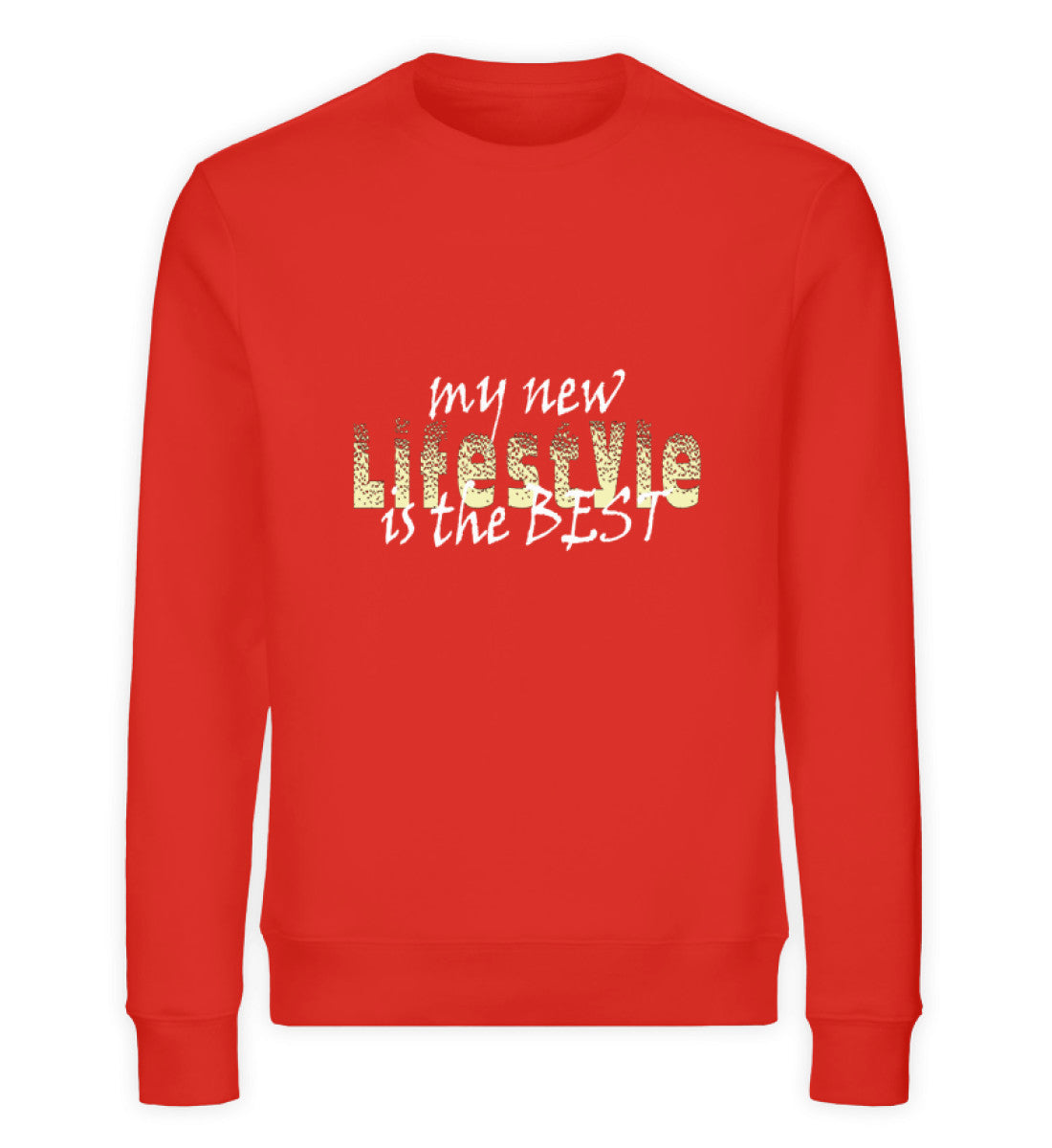 Unisex Organic Sweatshirt Damen mit nachhaltigem Design und „MY LIFESTYLE IS THE BEST“-Aufdruck in Rot (Bright Red-6230) von www.digiuliano.com