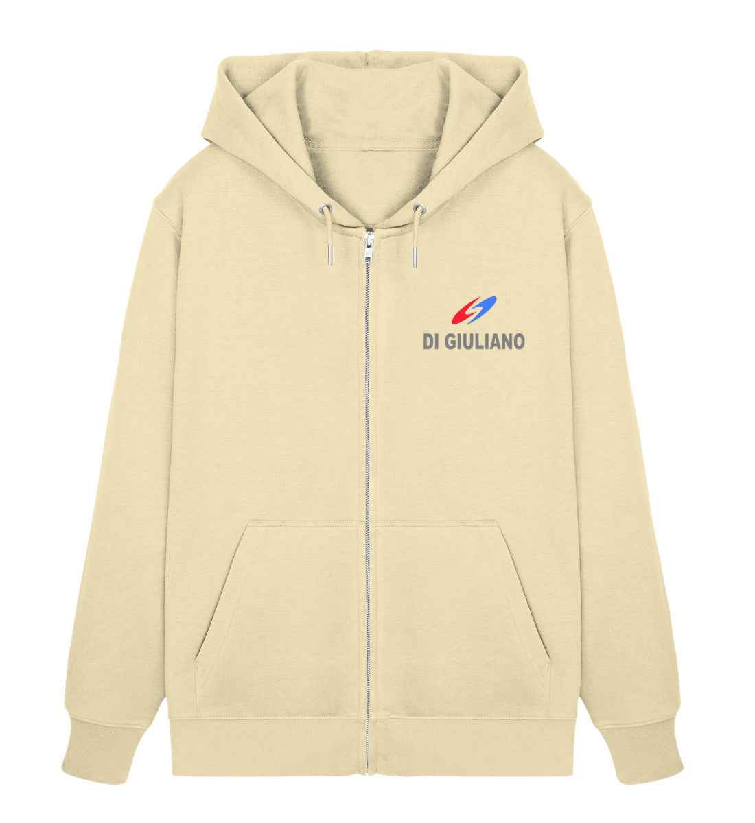 Nachhaltiger Zipper Hoodie mit goldenem Meerjungfrau-Print – Part of Your World – Bio-Baumwolle & recyceltes Polyester in Natur (Natural Raw-7131) Vorderteil von www.digiuliano.com