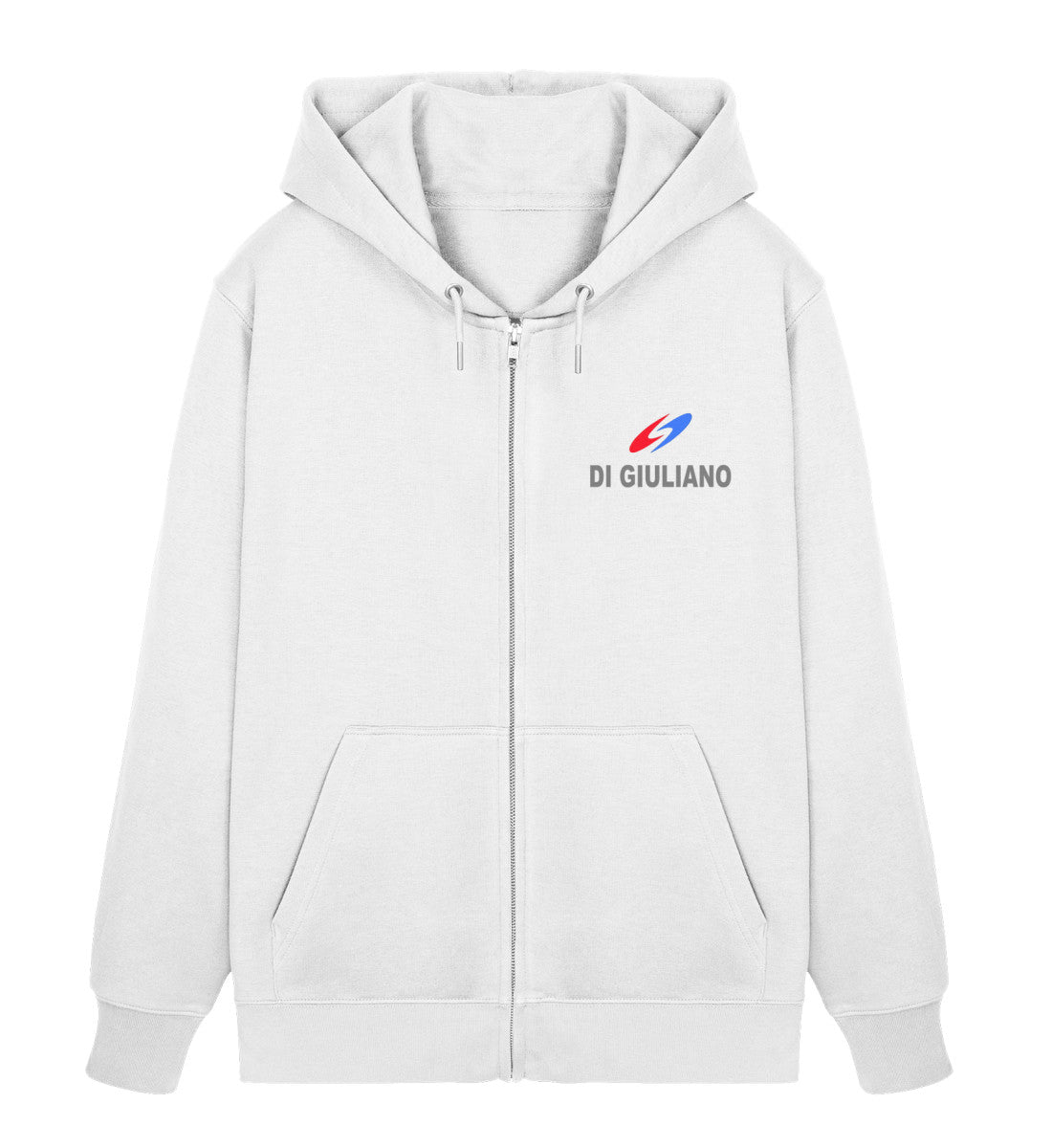 Nachhaltiger Zipper Hoodie mit goldenem Meerjungfrau-Print – Part of Your World – Bio-Baumwolle & recyceltes Polyester in Weiß (White-3) Vorderteil von www.digiuliano.com
