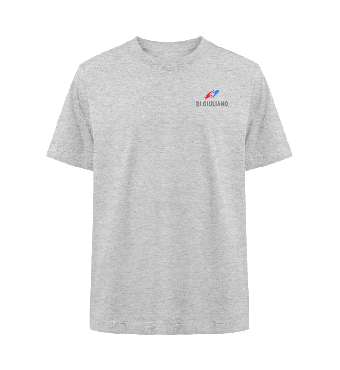 graumeliert maritimes Organic Heavy Oversized T-Shirt Vorderansicht aus 100 % Bio-Baumwolle mit lockerem Schnitt und dezentem Marken-Logo auf der Brust. (Heather Grey-6892) www.digiuliano.com
