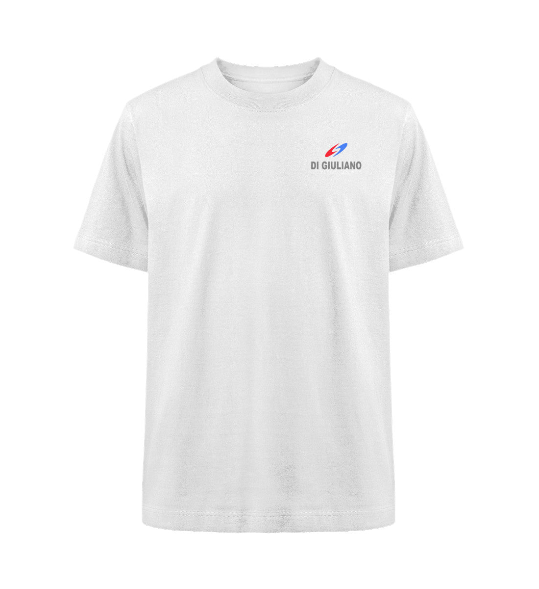 Weisse maritimes Organic Heavy Oversized T-Shirt Vorderansicht aus 100 % Bio-Baumwolle mit lockerem Schnitt und dezentem Marken-Logo auf der Brust. (White-3) www.digiuliano.com