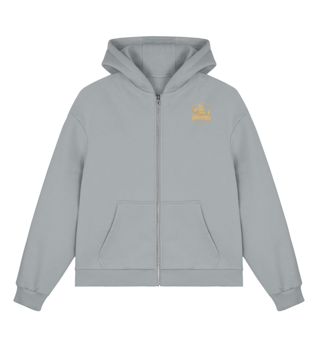 Asphalt maritimer Boxcut Zipper mit Metall-Reißverschluss, Kängurutasche und kleinem bedruckten DI GIULIANO Logo auf der Brust. (Light Asphalt-7357) www.digiuliano.com