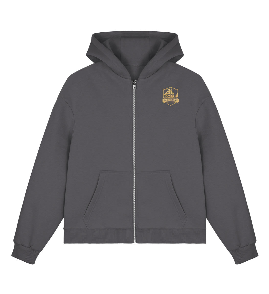 Magnet maritimer Boxcut Zipper mit Metall-Reißverschluss, Kängurutasche und kleinem bedruckten DI GIULIANO Logo auf der Brust. (Magnet-7355) www.digiuliano.com