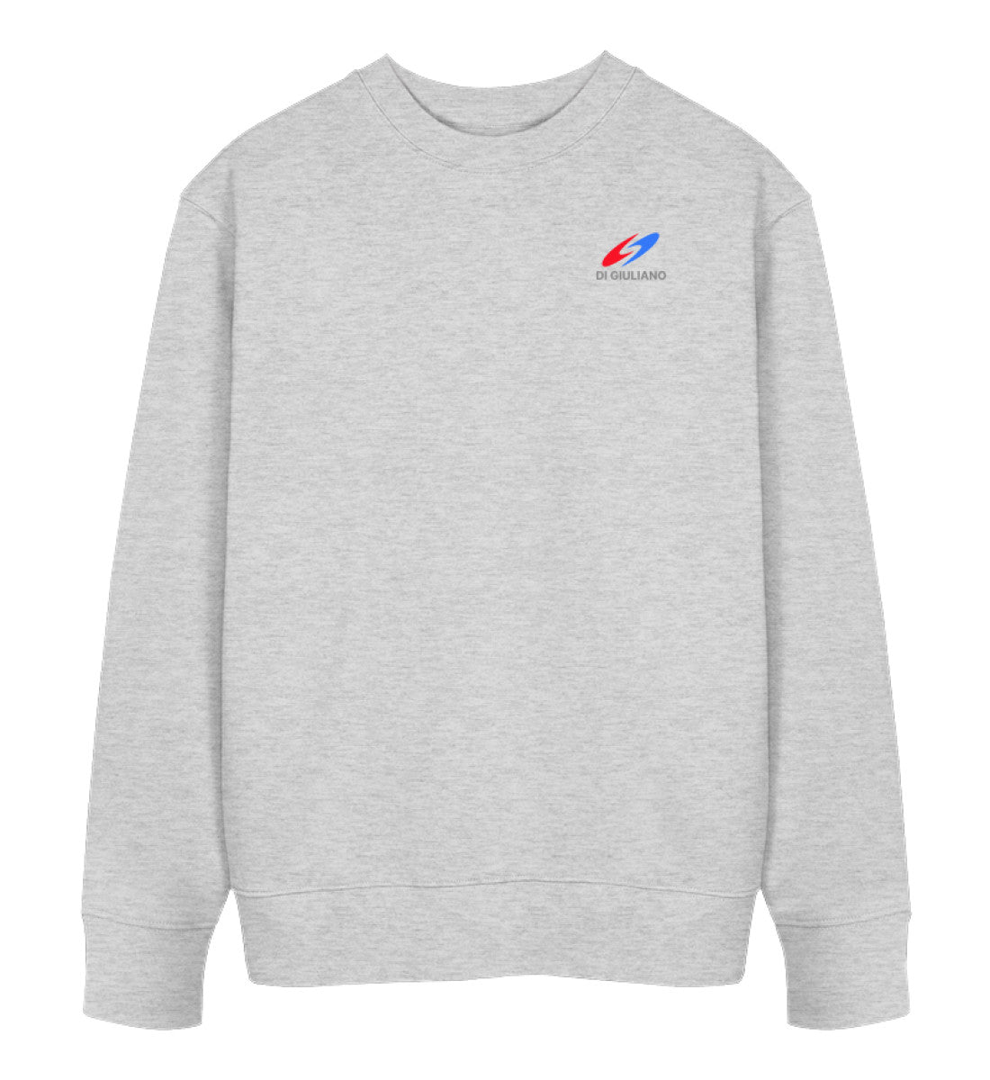 Grau maritimes Unisex Bio-Sweatshirt „Oceanic Navigation“ – Vorderansicht mit dezentem Logo auf der Brust (Heather Grey-6892) digiuliano.com