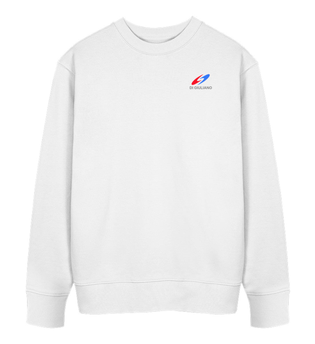Weiss maritimes Unisex Bio-Sweatshirt „Oceanic Navigation“ – Vorderansicht mit mit dezentem Logo auf der Brust (White-3) digiuliano.com