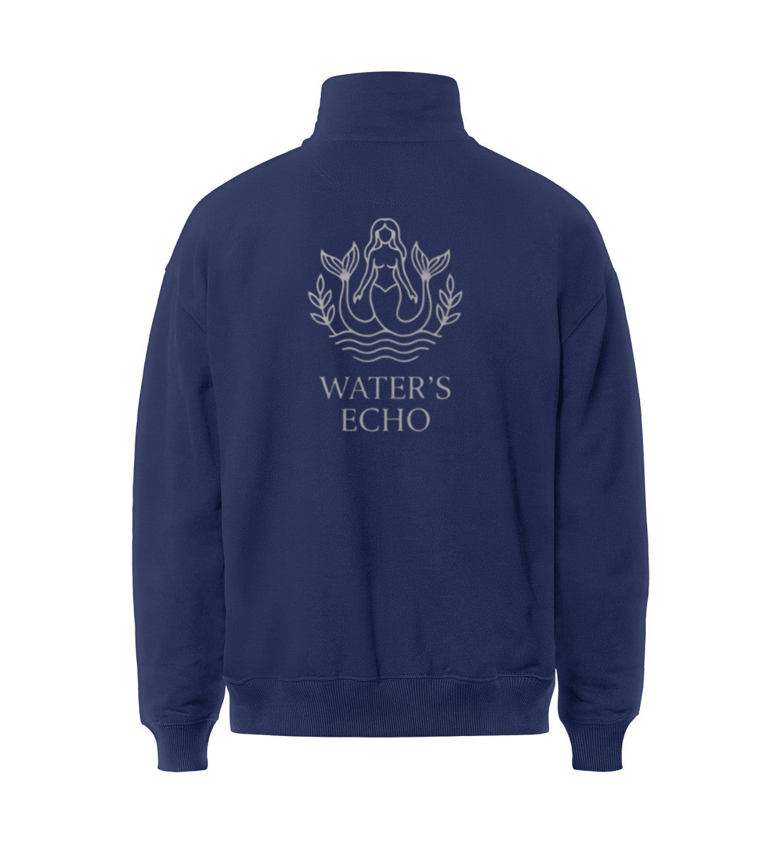 Marinablau maritimes Bio Half-Zip Sweatshirt in der Rückansicht mit zeitlosem Schnitt aus hochwertiger Bio-Baumwolle. (French Navy-6057) www.digiuliano.com