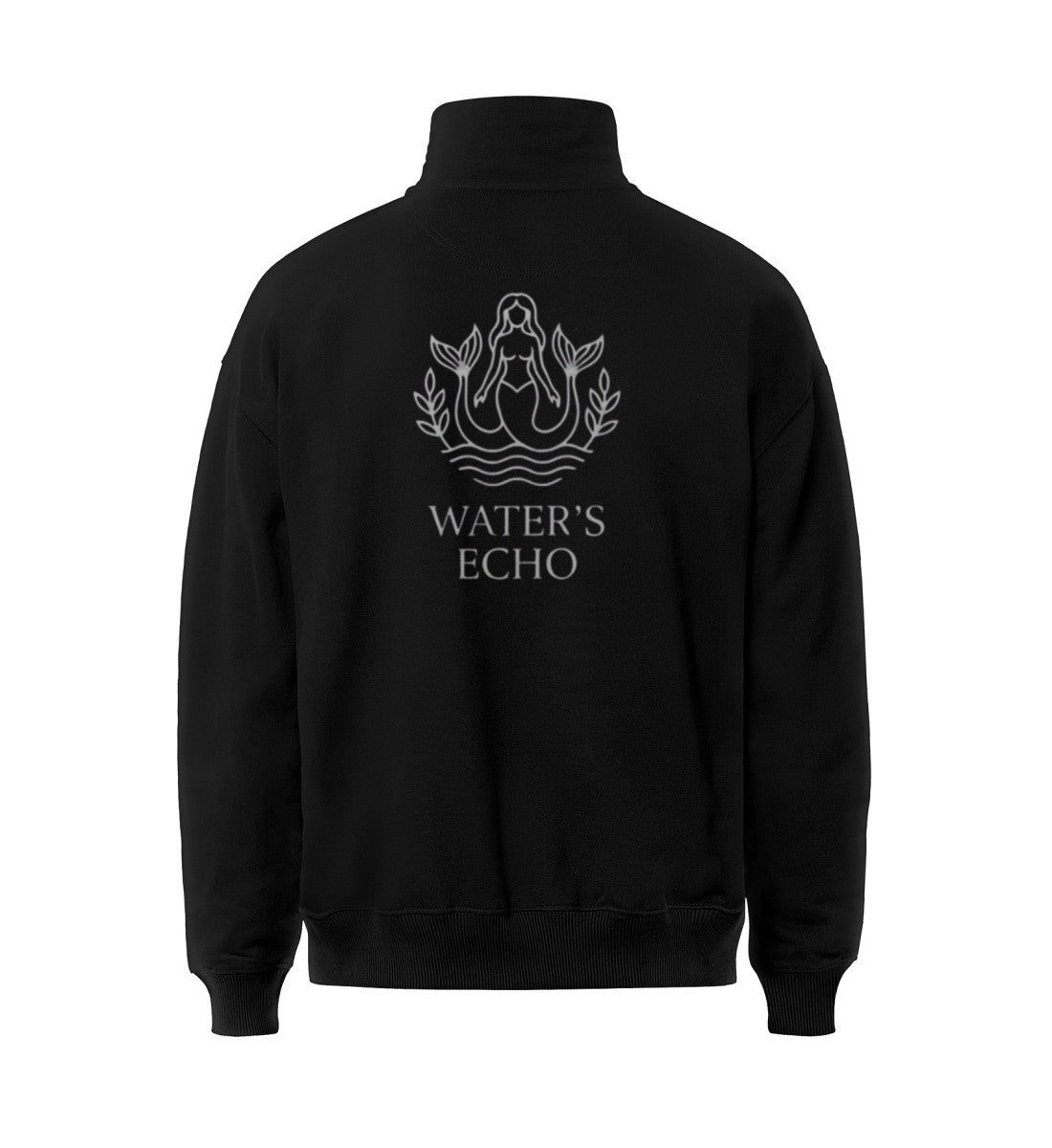Schwarz maritimes Bio Half-Zip Sweatshirt in der Rückansicht mit zeitlosem Schnitt aus hochwertiger Bio-Baumwolle. (Black-16) www.digiuliano.com
